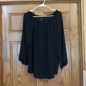 Apt. 9 Sheer Black Peasant Blouse